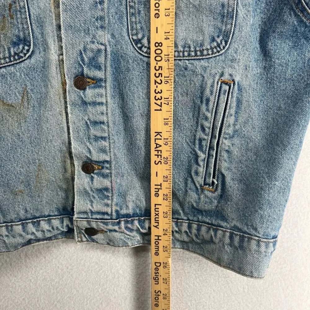 LEVIS Jacket Mens L White Tab Vented Denim Trucker 1987 80s Red Batwing USA VTG